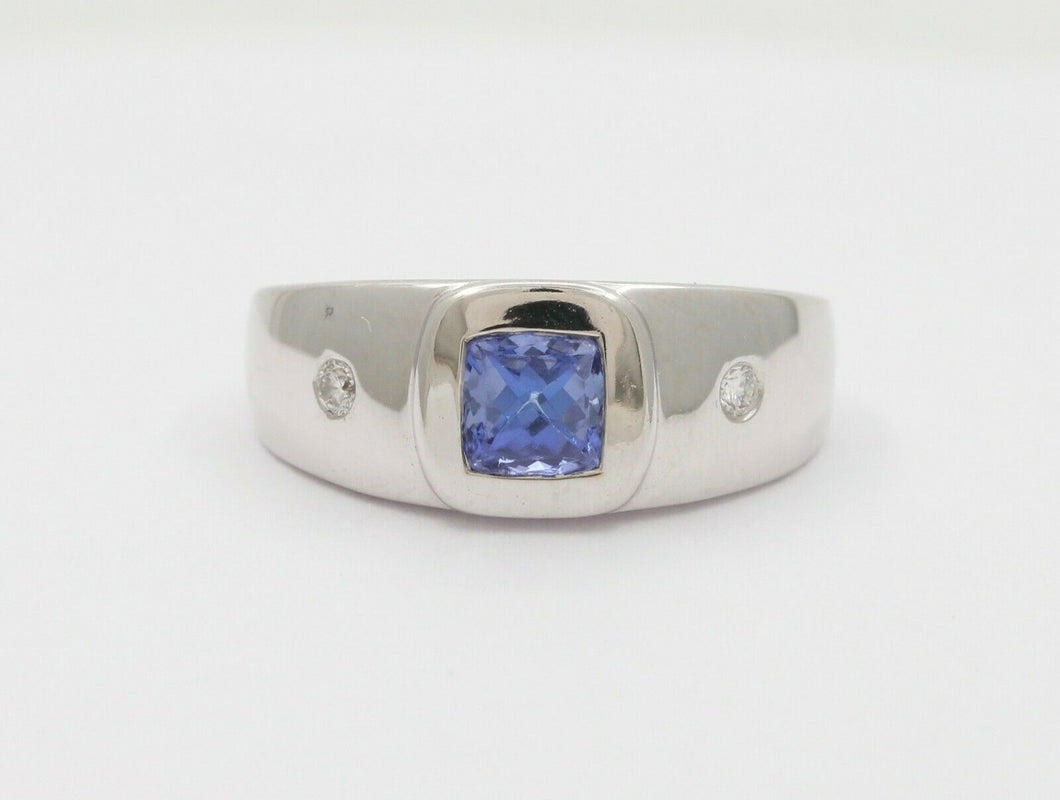 Vintage 14K White Gold Tanzanite Diamond Ring