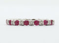 Ladies 18K White Gold Diamonds Rubies Stacking Eternity Band