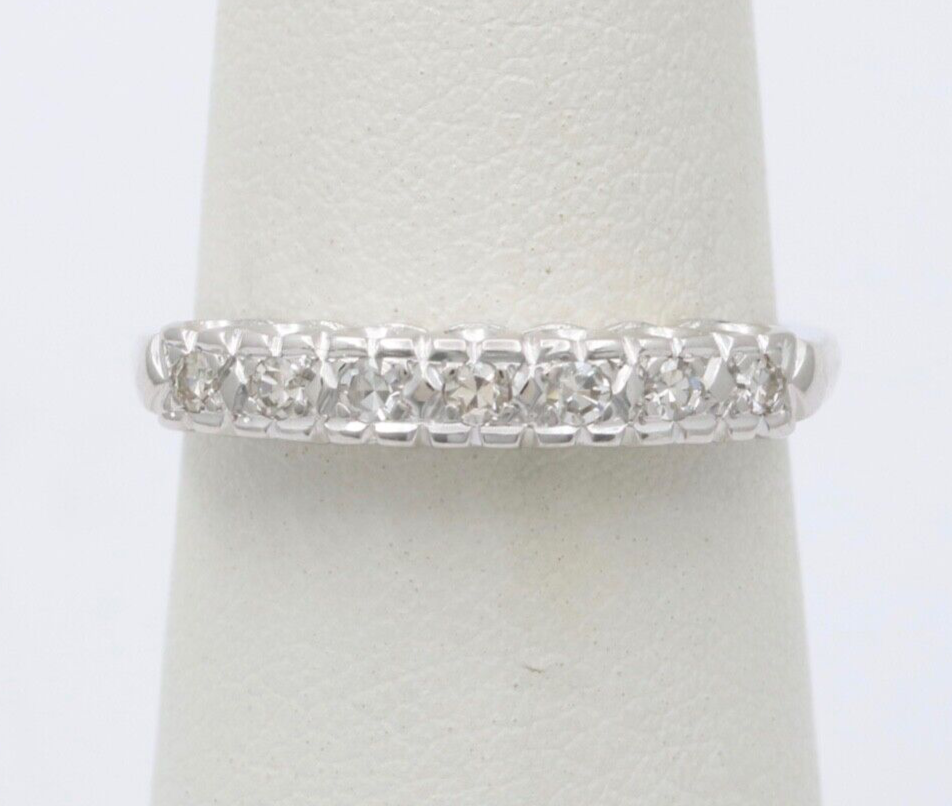 Vintage 14K Gold Diamond Half Eternity Ring Band