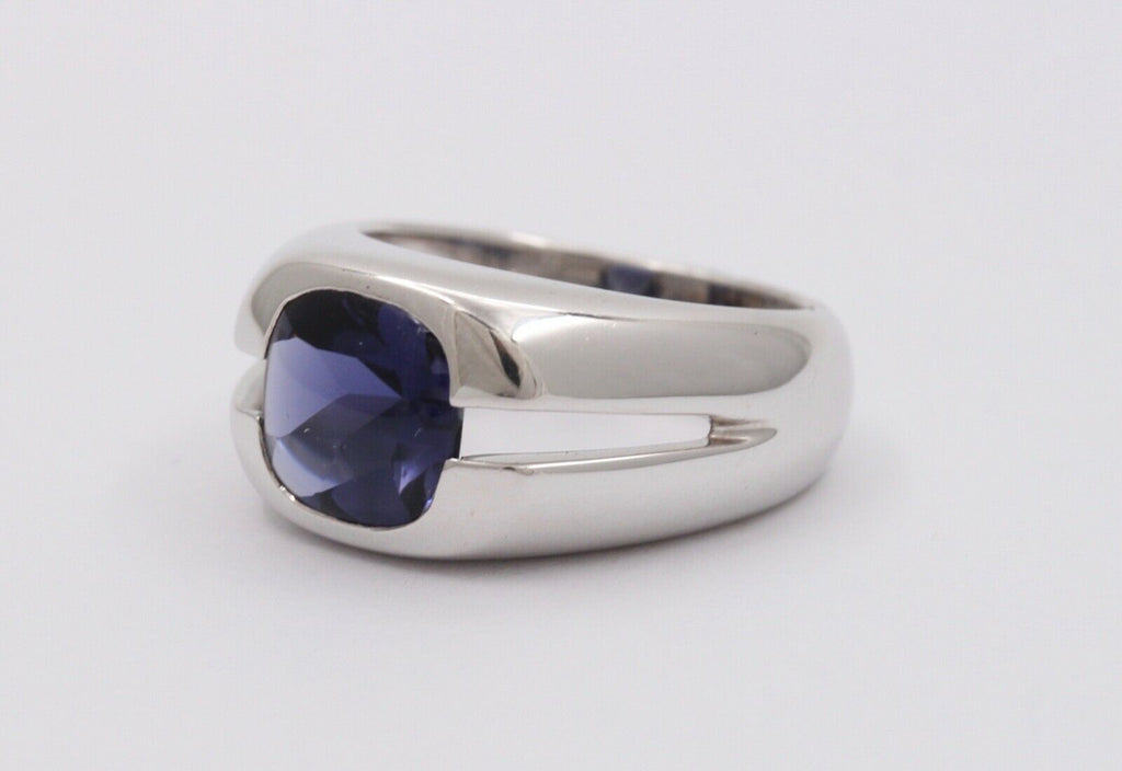 Vintage Tiffany & Co Iolite 18K White Gold Solitaire Ring
