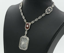 Load image into Gallery viewer, Art Deco Platinum 14K White Gold Crystal Diamonds Necklace Pendant
