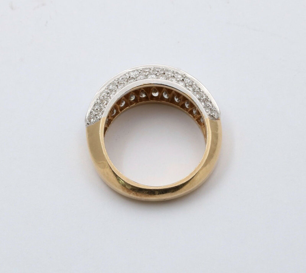 Vintage 14K Gold Diamond Minimal Pave Dome Ring, Wedding Band.