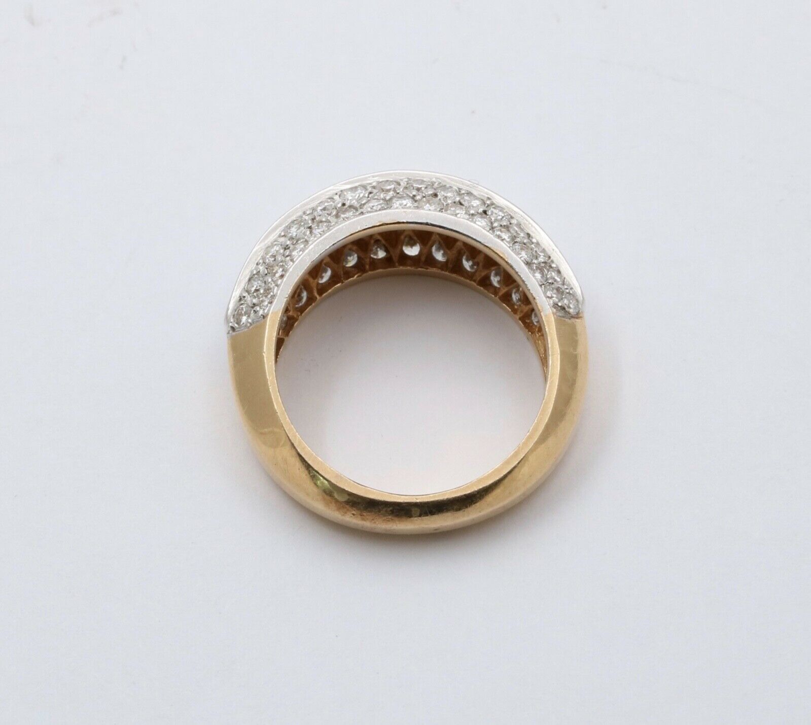 Vintage 14K Gold Diamond Minimal Pave Dome Ring, Wedding Band.