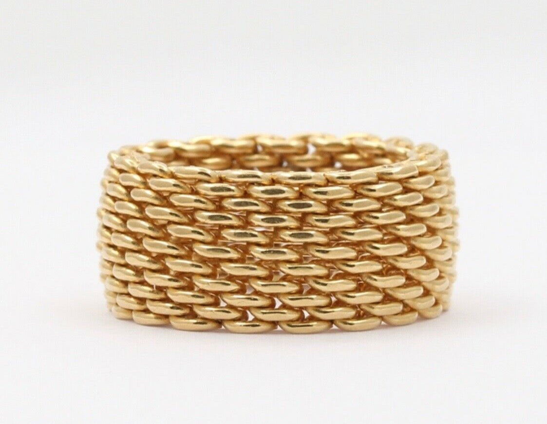 Tiffany and Co. 18K Yellow Gold Somerset Mesh Ring