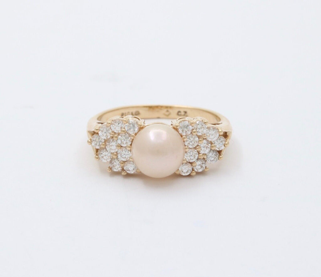 Vintage 10K Gold Pearl Cocktail Ring.