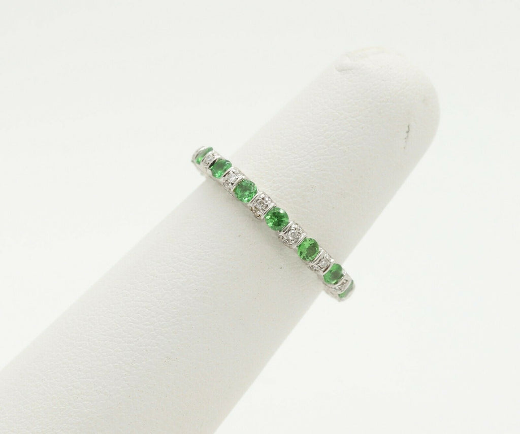 Green Garnet Diamond Eternity Stackable Band