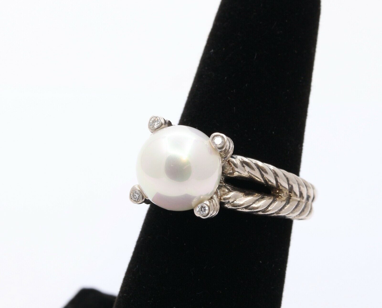 David Yurman Cable Pearl Ring with Diamonds