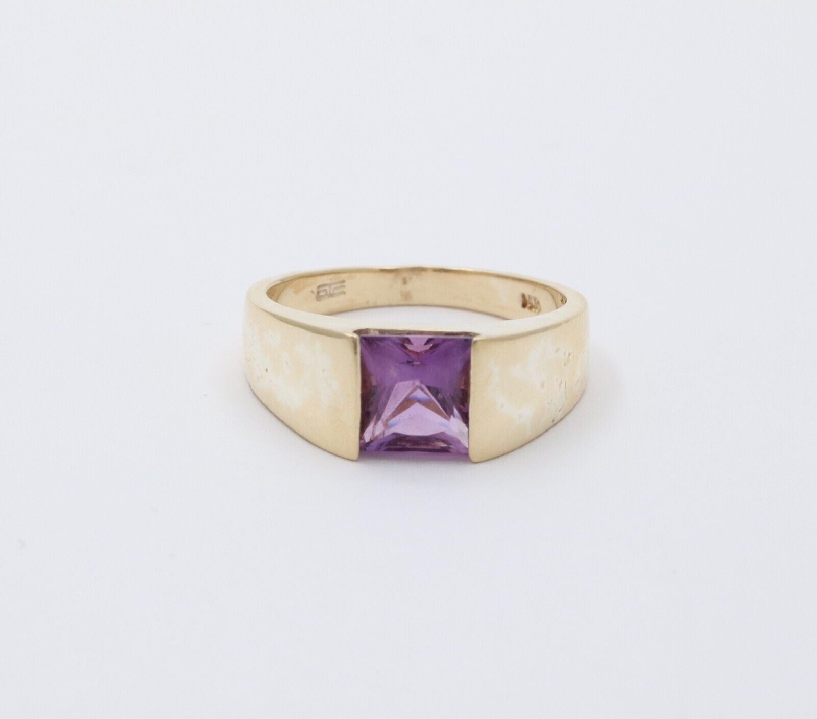 Vintage 14K Yellow Gold Amethyst Tank Ring, Ring Band