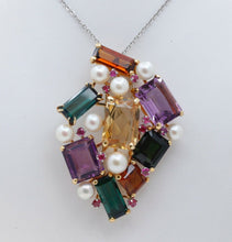 Load image into Gallery viewer, Luxurious Vintage Multi Stone 18K Yellow Gold Pendant Brooch Pin
