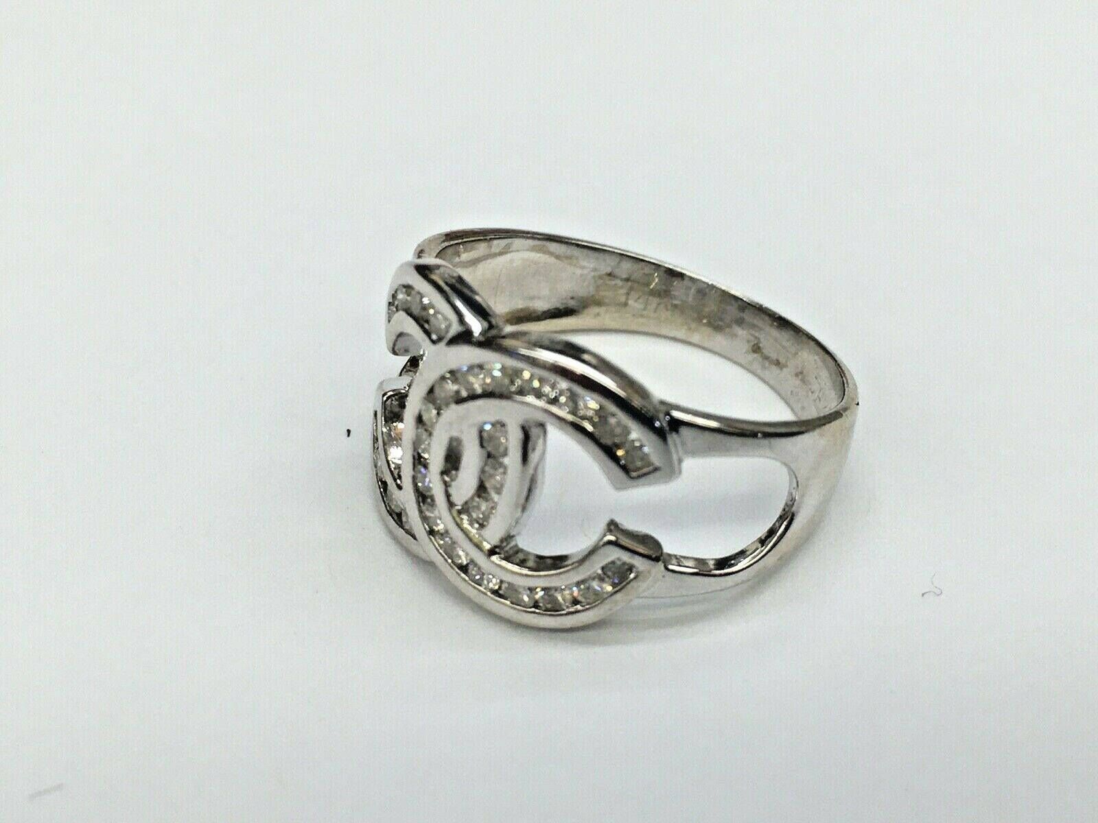 Vintage Ladies Chanel 14K White Gold Diamonds Ring