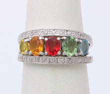 Load image into Gallery viewer, Fun Multi GemStones 14K White Gold Diamond Ring
