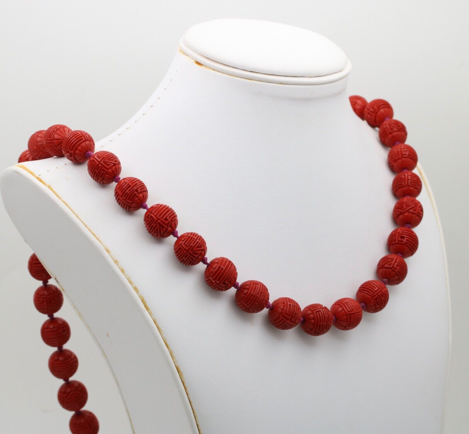 Vintage Red Cinnabar Chanterelle Necklace