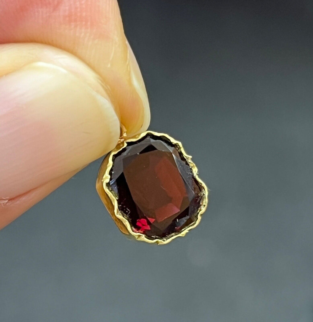 Antique 18K Yellow Gold Rhodolite Garnet Charm Pendant