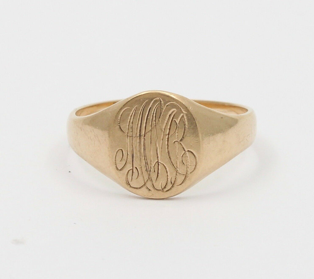 Antique Otsby & Barton Signet 10K Engraved Ring
