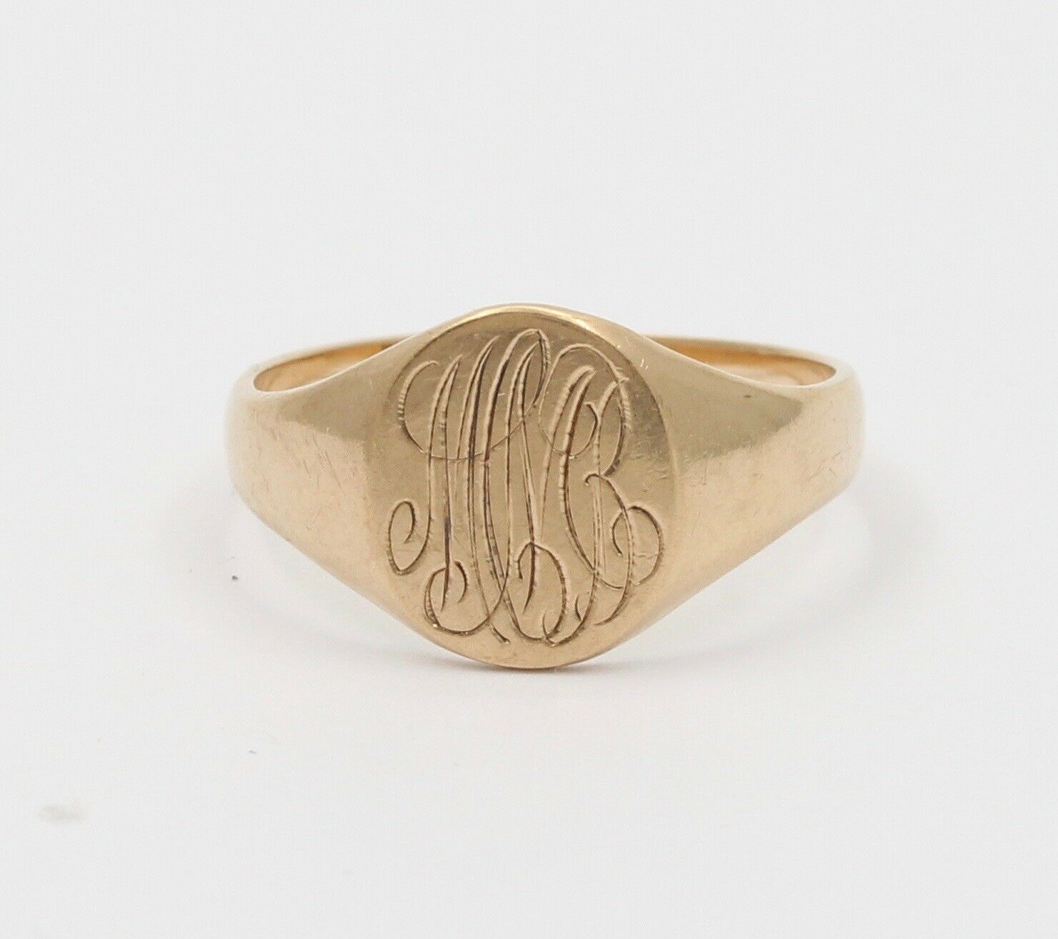 Antique Otsby & Barton Signet 10K Engraved Ring