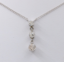 Load image into Gallery viewer, Vintage 14K White Gold Three Diamond Pendant, Necklace
