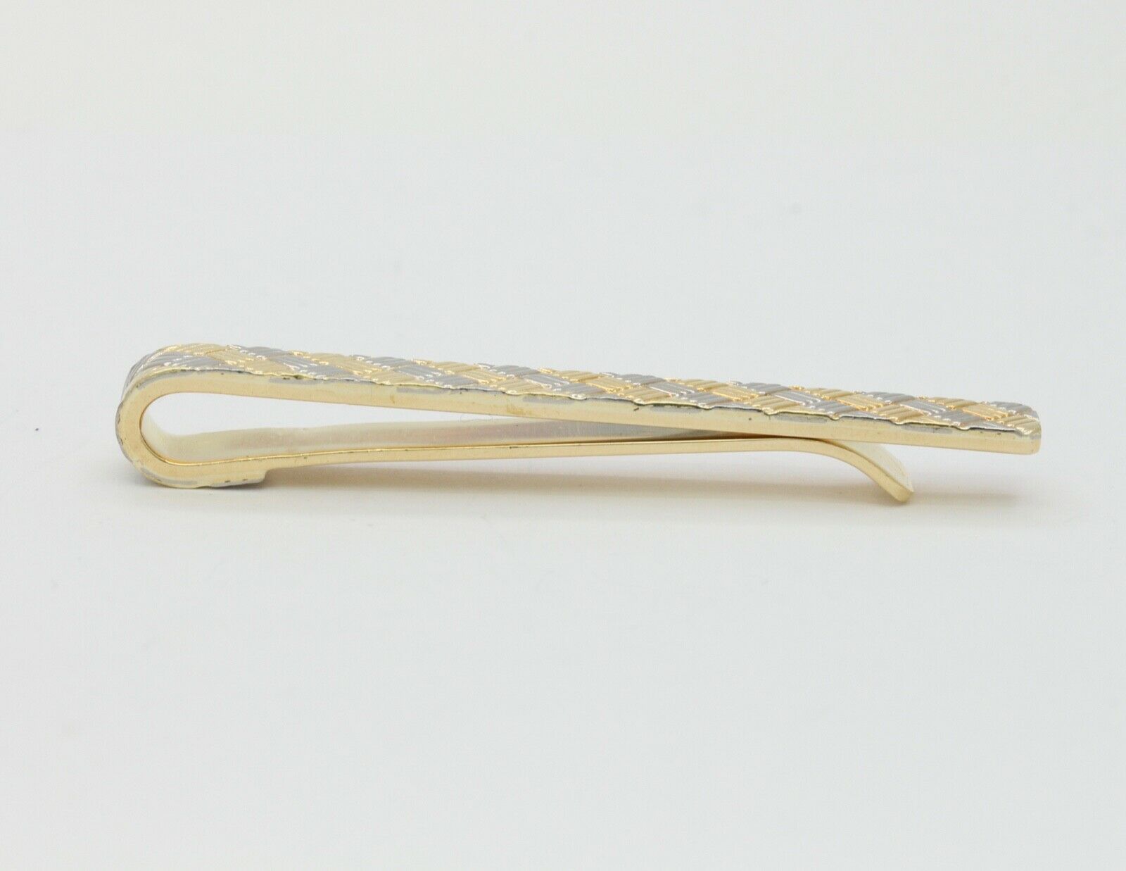 Vintage Tiffany and Co. Diagonally Checkered 18K Yellow White Gold Money Clip