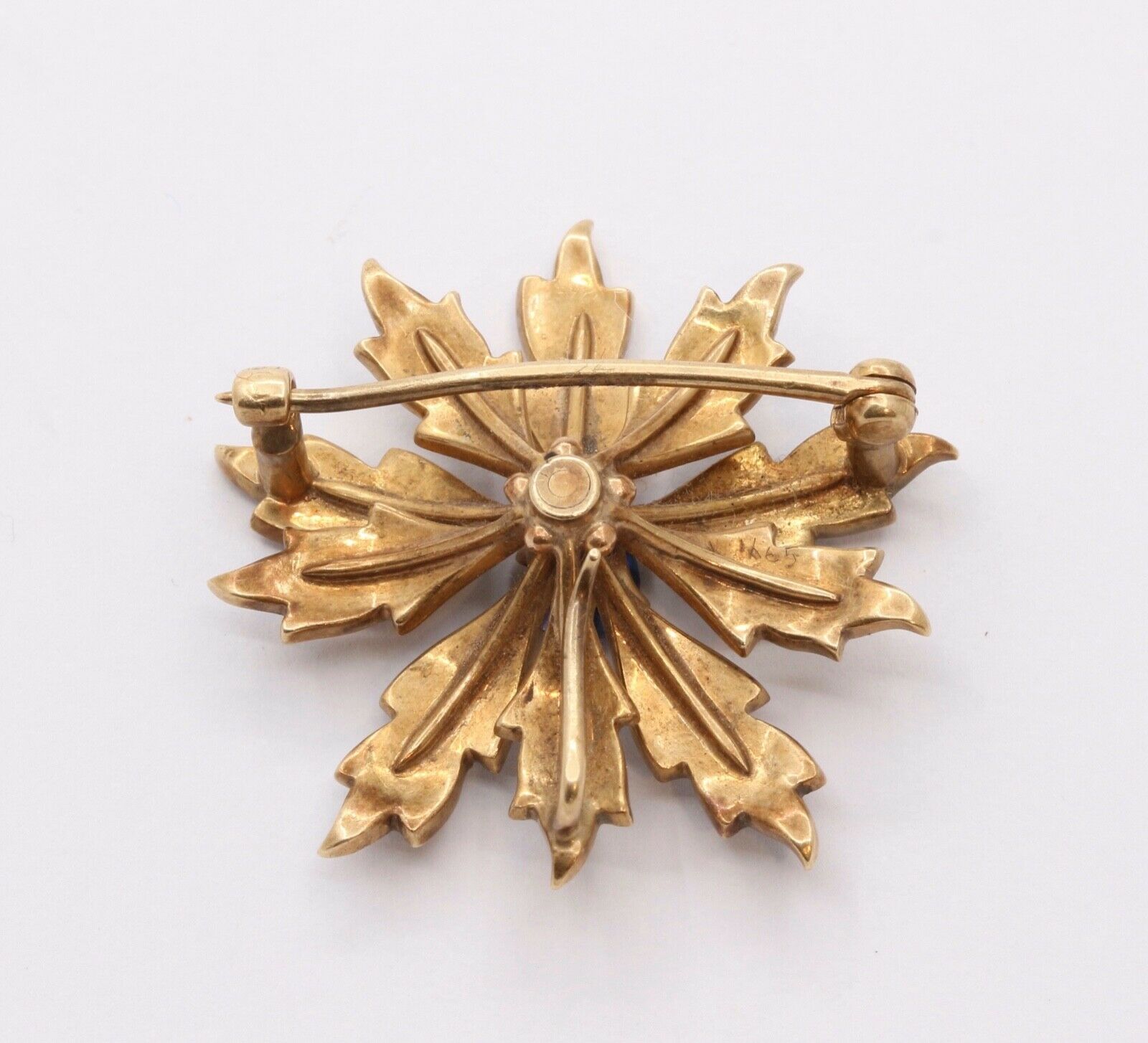 Edwardian 14K Yellow Gold Sapphire Seed Pearls Brooch Pin Pendant