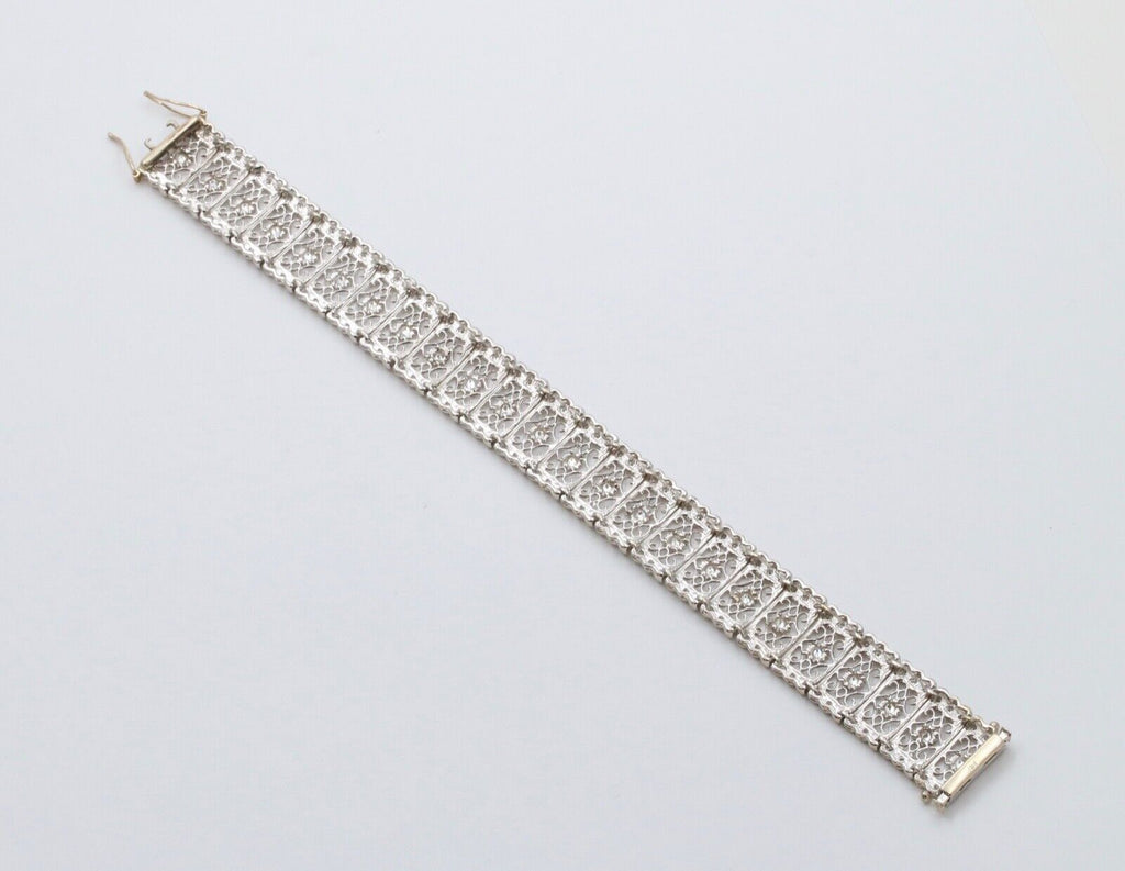 Art Deco Diamond 18K White Gold Filagree Bracelet
