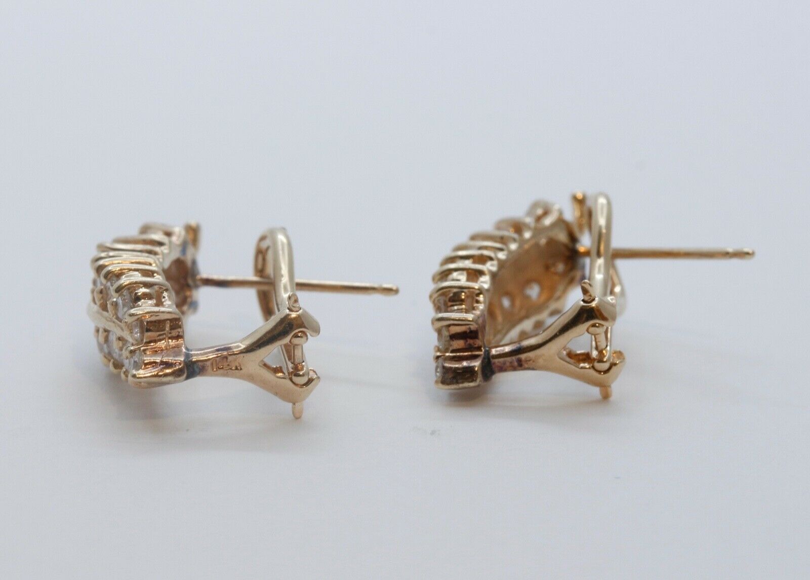 Vintage Leaf Diamonds 14K Yellow Gold Earrings