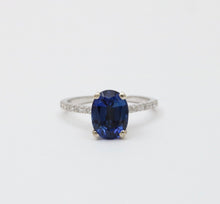 Load image into Gallery viewer, Classic 14K White Gold Sapphire &amp; Diamond Ring, Engagement Ring.
