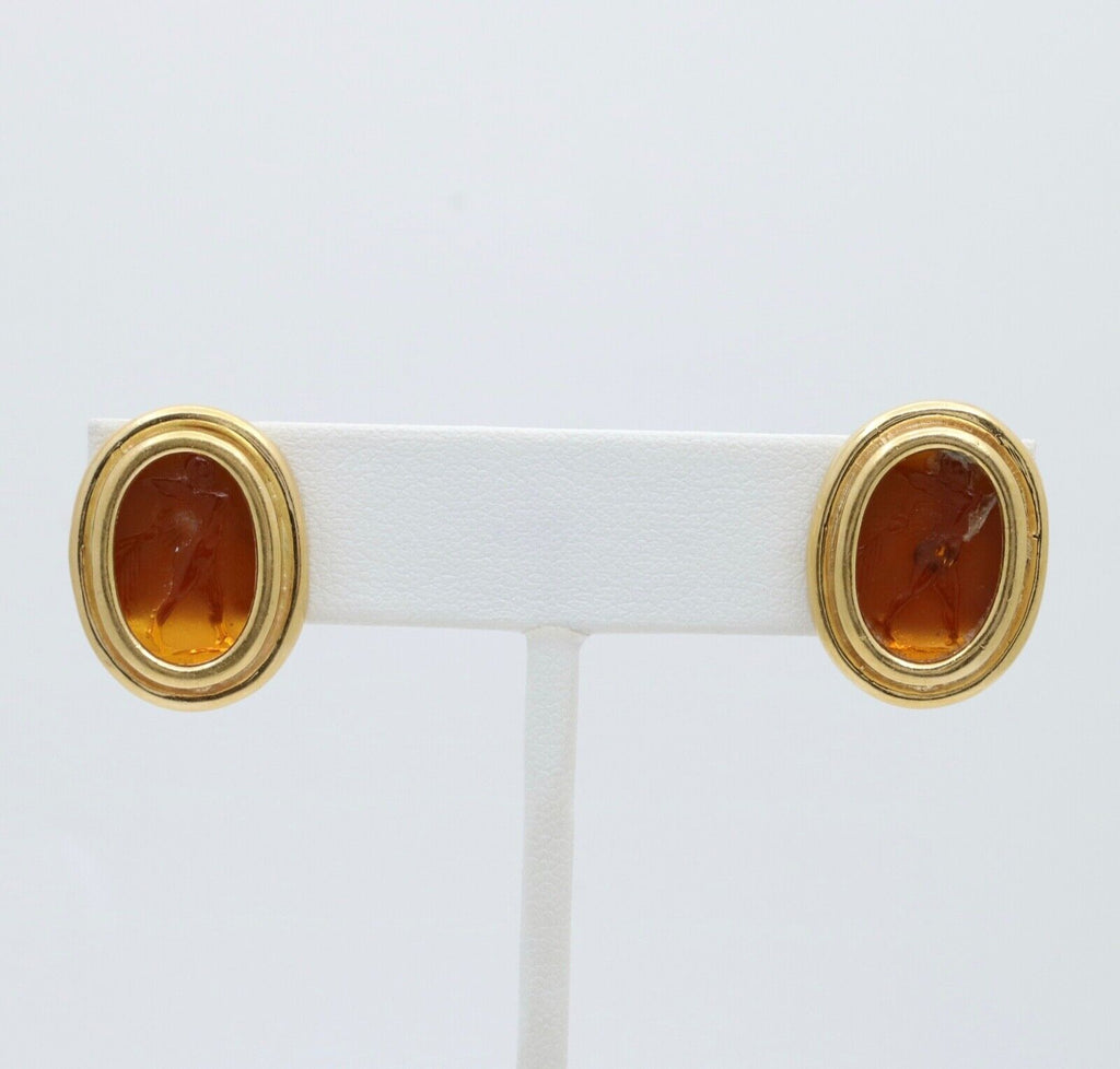 Timeless Art glass 18K Yellow Gold Clip Earrings