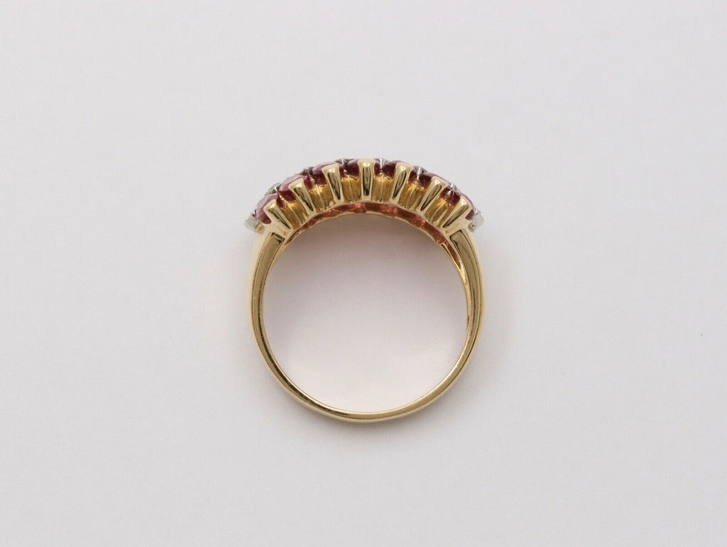 Beautiful Tourmaline Diamonds 14K Yellow White Gold Vintage Cluster Band