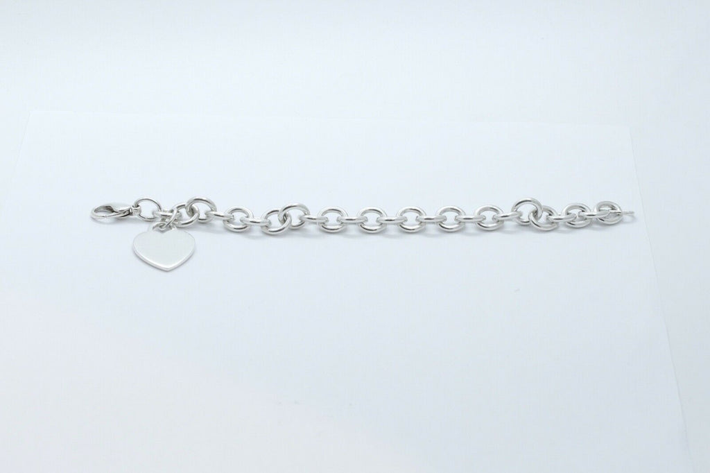 Tiffany and Co.  Heart Tag Charm Bracelet 925 Sterling Silver