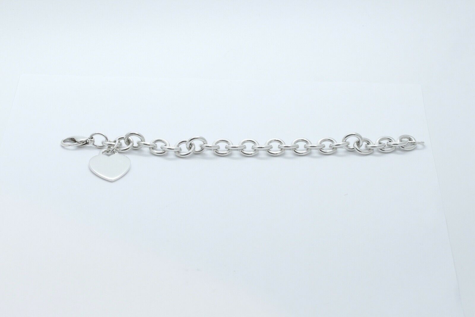 Tiffany and Co.  Heart Tag Charm Bracelet 925 Sterling Silver
