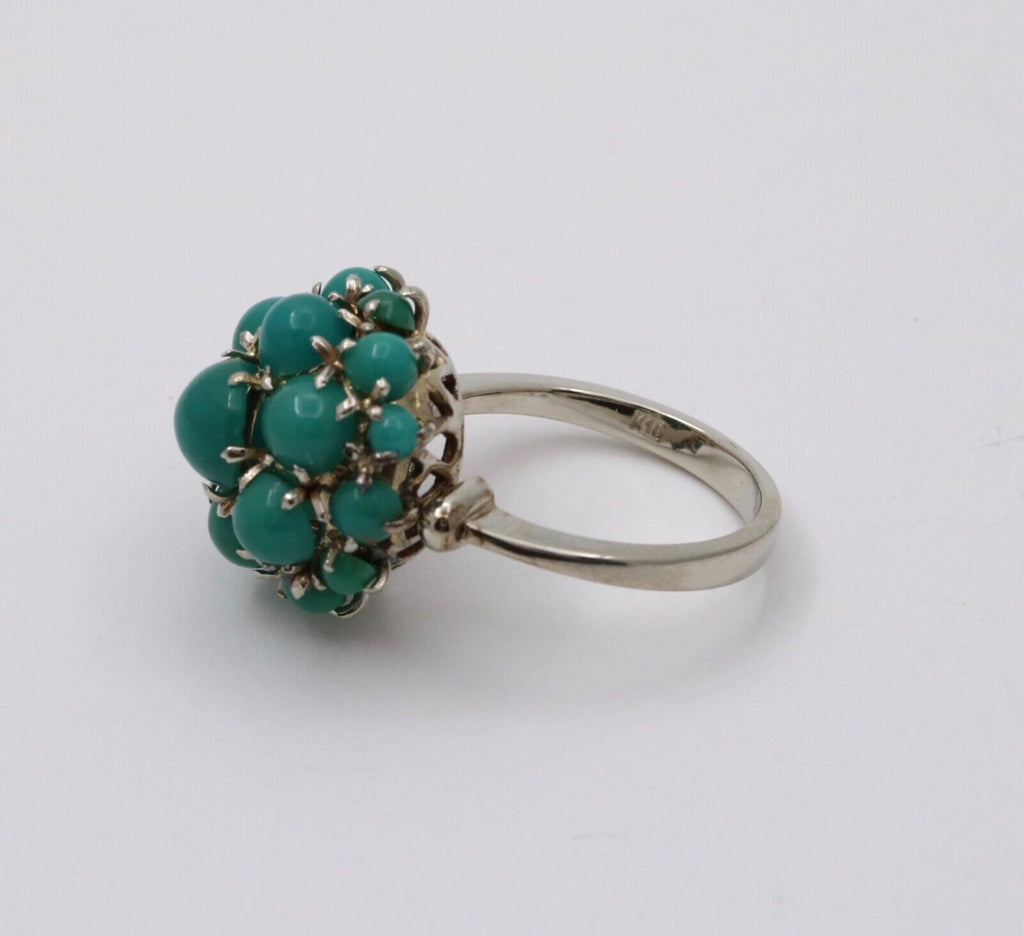 Vintage 18K Gold Dome Cluster Turquoise Ring