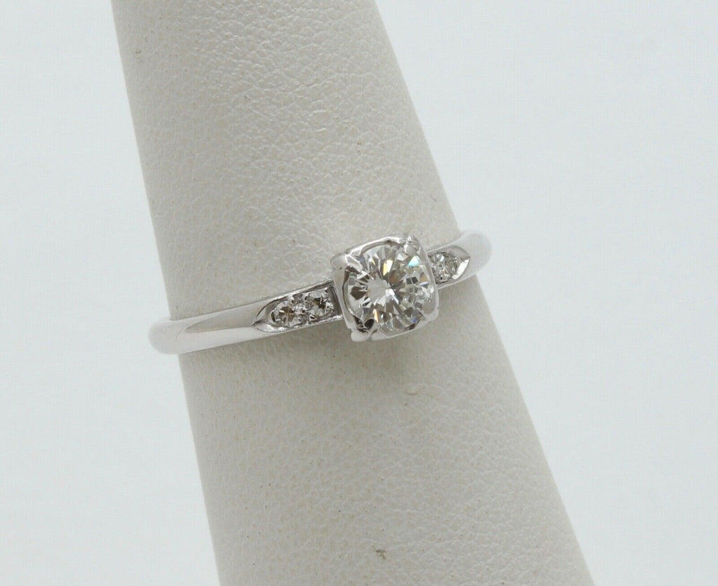 Art Deco Diamond 14K White Gold Engagement Ring