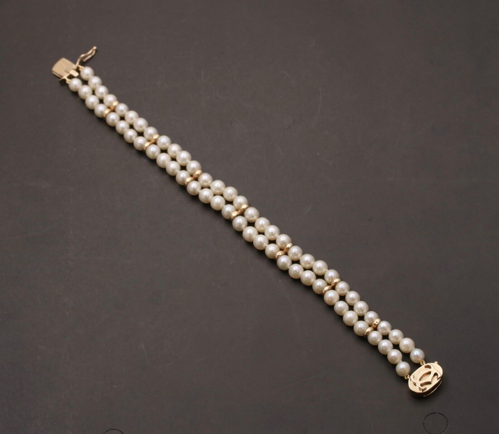 Vintage 14K Yellow Gold Beaded Two Layer Pearl Bridal Bracelets