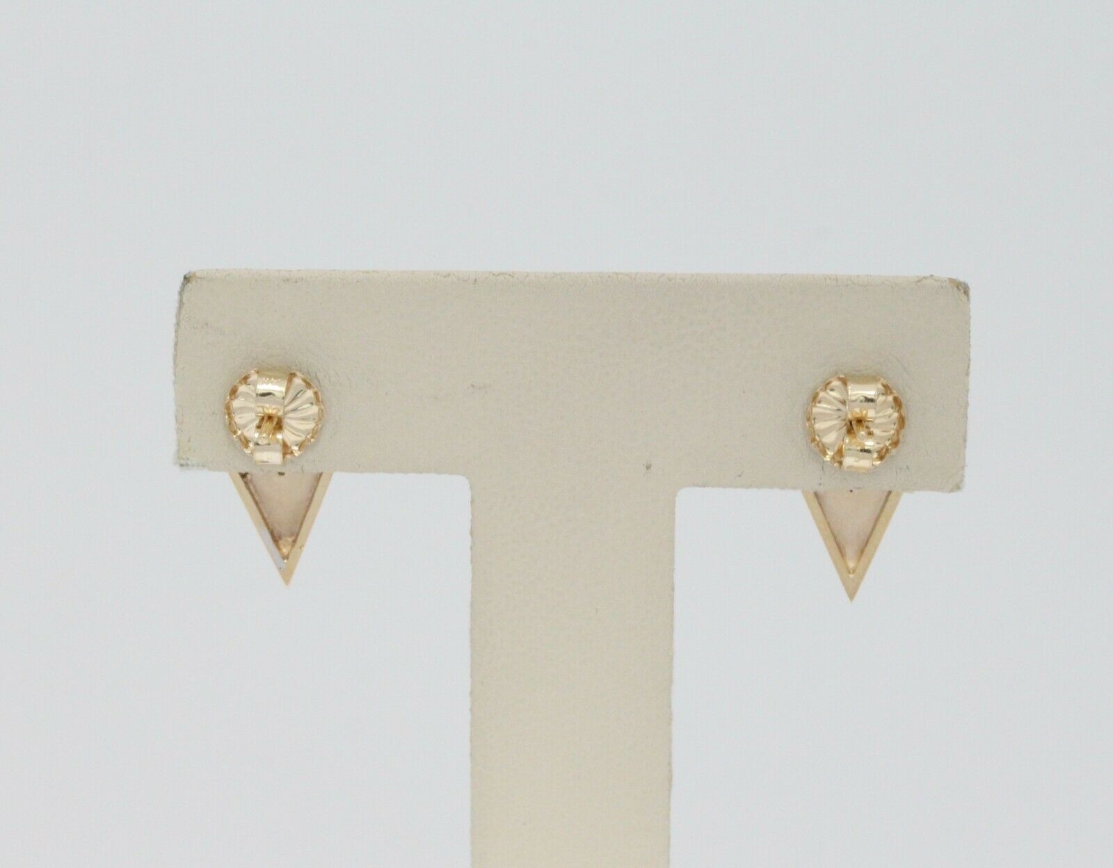 Vintage 14K Yellow Gold Diamond Triangle Earrings