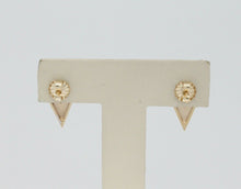 Load image into Gallery viewer, Vintage 14K Yellow Gold Diamond Triangle Earrings
