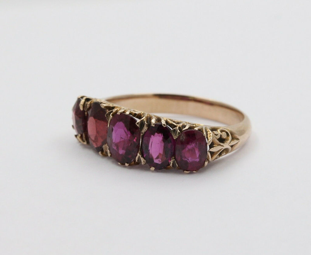 Vintage 14K Yellow Gold 6 stone Tourmaline Ring