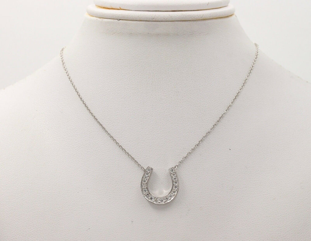 Classic Tiffany & Co HorseShoes Diamond Platinum Pendant, Necklace.