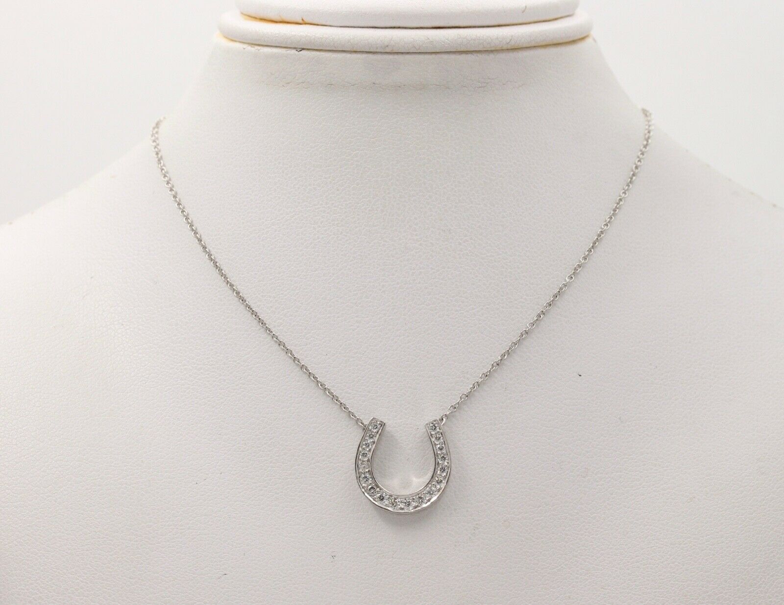 Classic Tiffany & Co HorseShoes Diamond Platinum Pendant, Necklace.