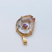 Load image into Gallery viewer, Vintage Agate Geode Crystal &amp; Amethyst February Birthstone Pendant
