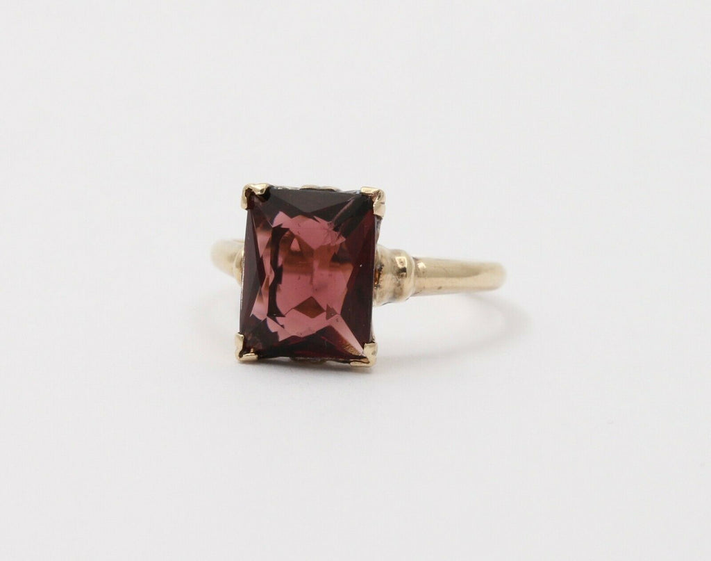Vintage 10K Yellow Gold Rubellite Tourmaline Ring, Cocktail Ring.