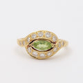 Vintage Bypass Peridot Diamonds 18K Yellow Gold Ring