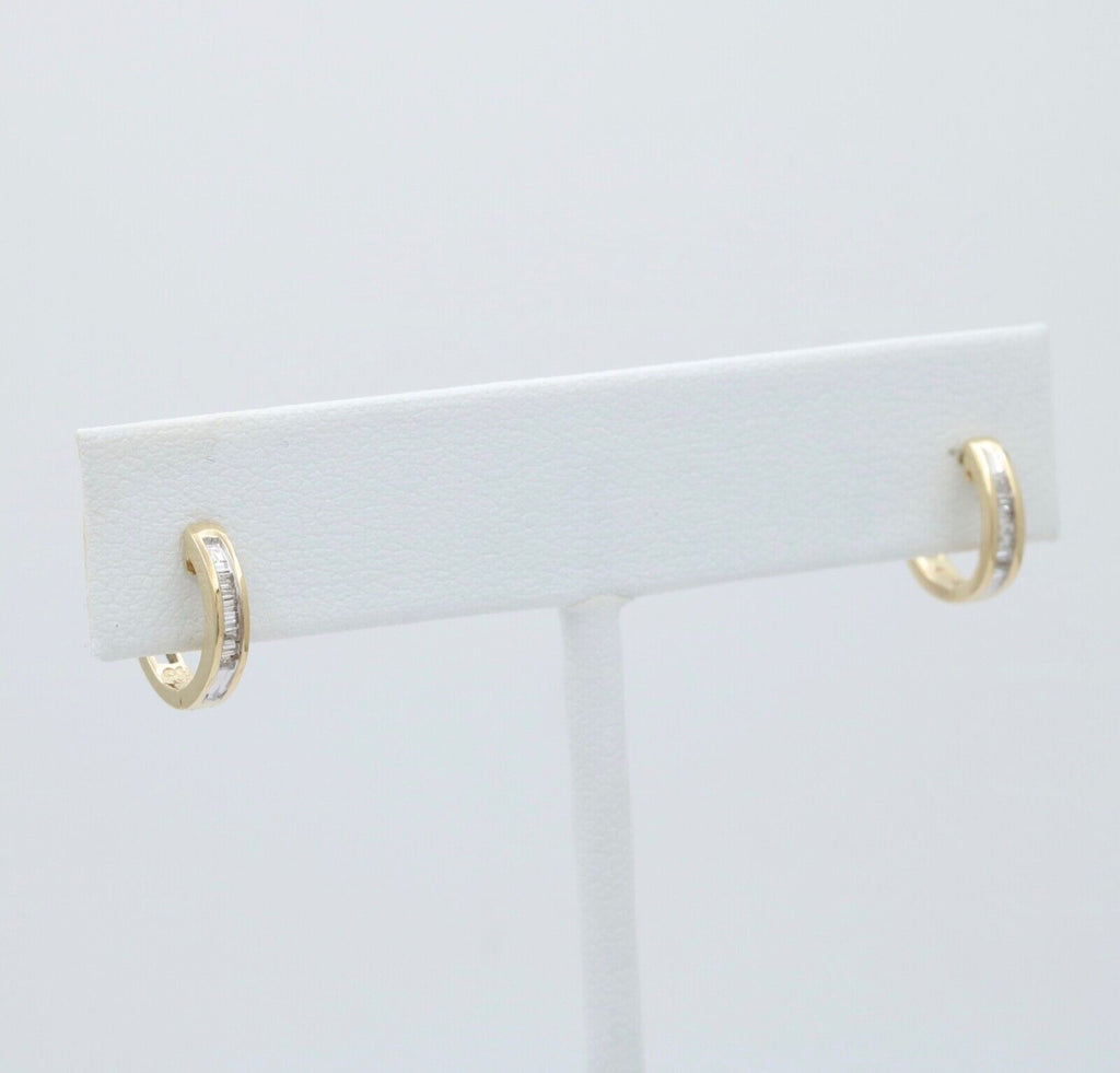 Minimize Diamond 10K Yellow Gold Small Huggies Earrings