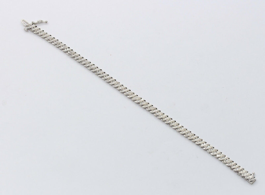 Lovely Ladies Tennis Bracelet 10K White Gold Diamonds