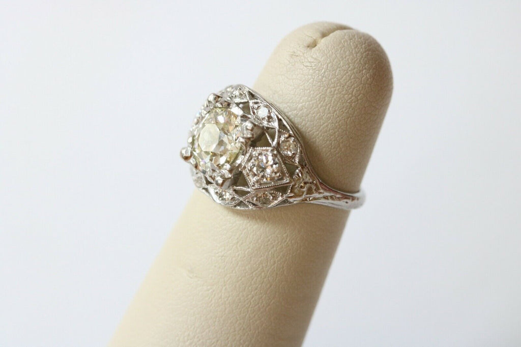 Art Deco Engagement Diamonds Platinum Ring