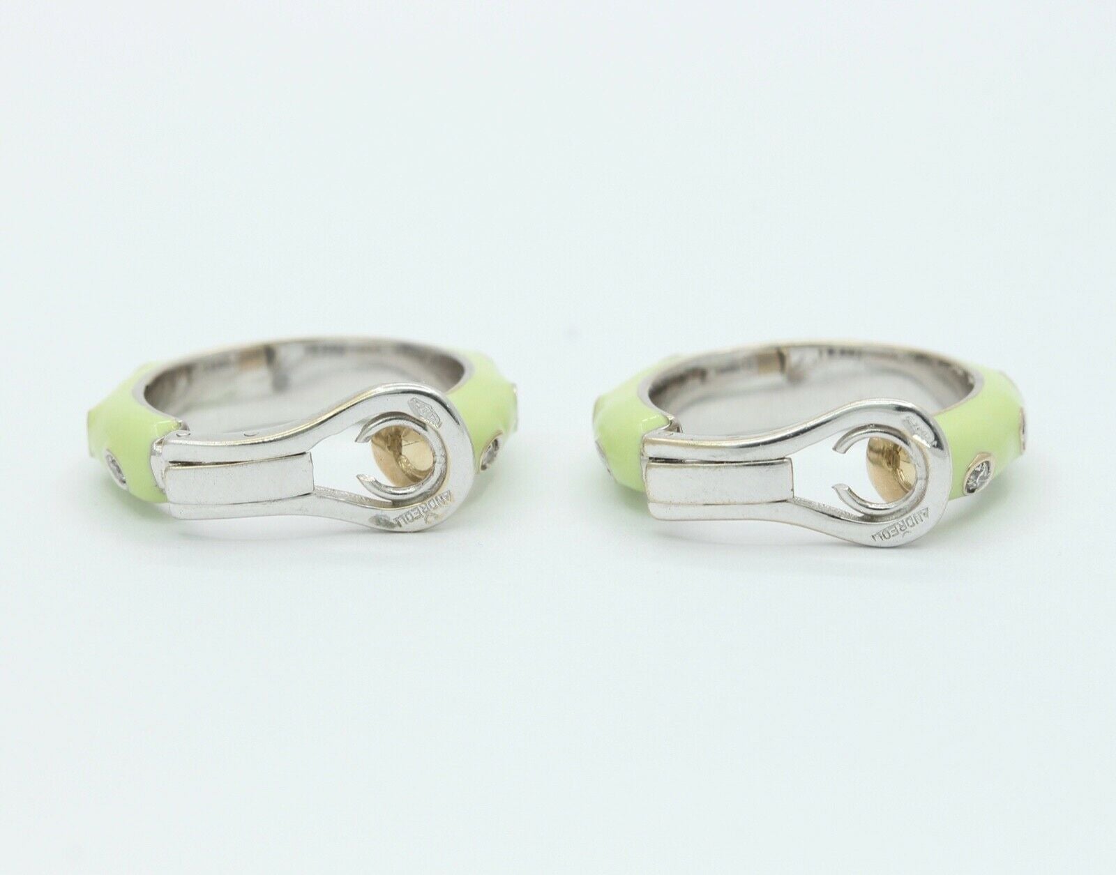 Designer Andreoli 18K Mint Green Enamel Hoop Earrings