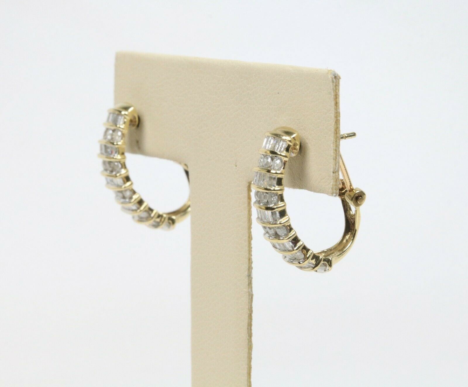 Vintage 10K Yellow Gold Diamond Hoop Earrings
