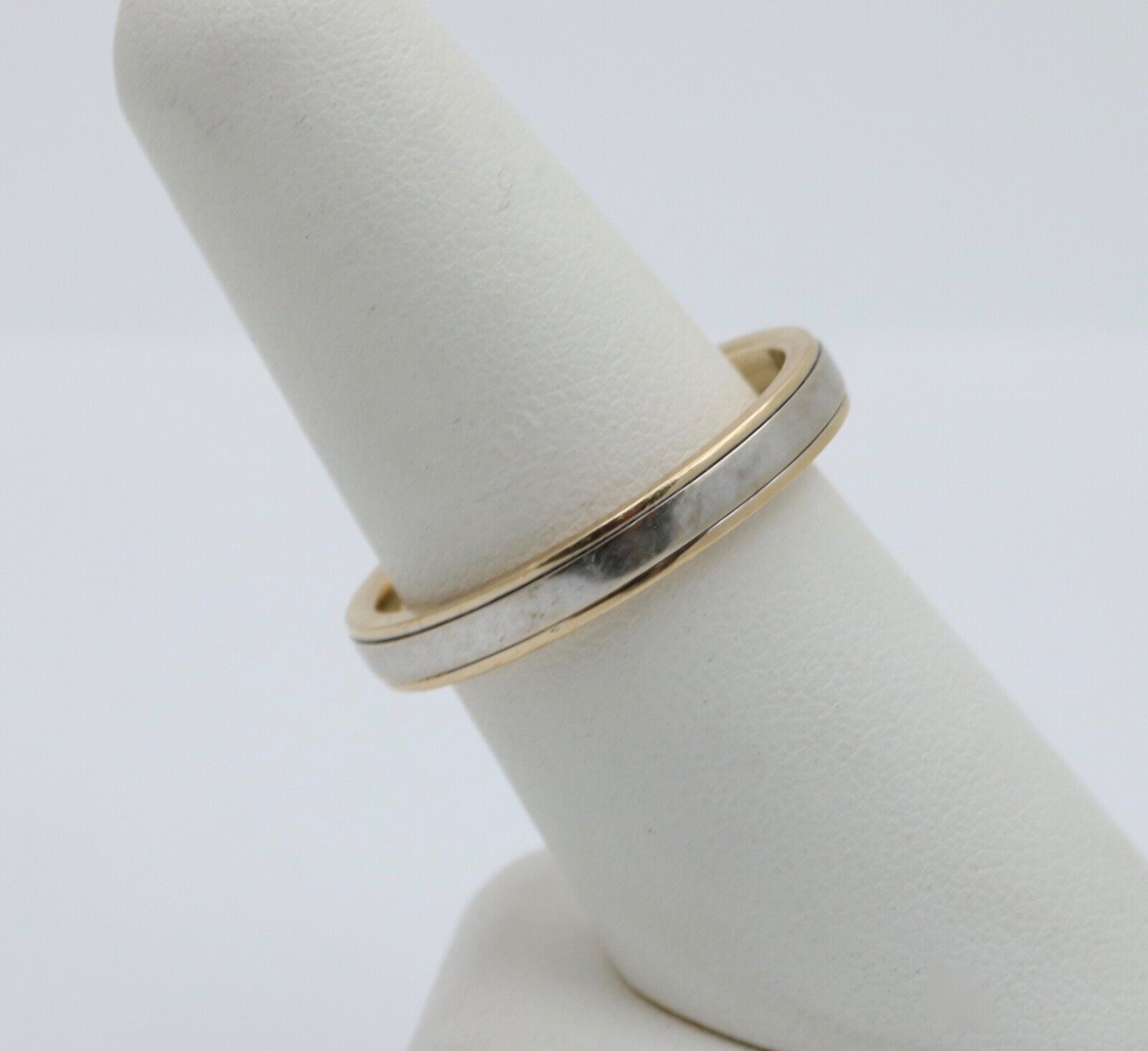 Art Deco Style Men's 14K Yellow White Gold Wedding Band