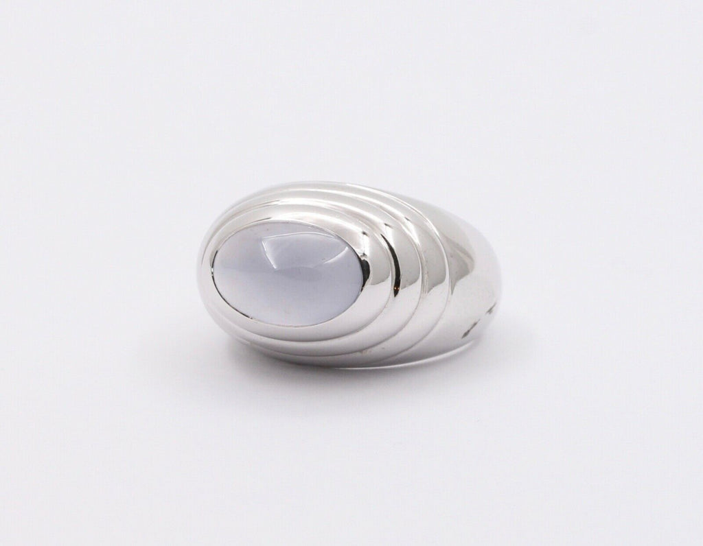 Boucheron Blue Chalcedony 18K White Gold Vintage Ring