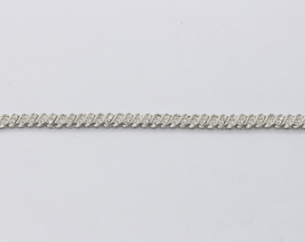Lovely Ladies Tennis Bracelet 10K White Gold Diamonds