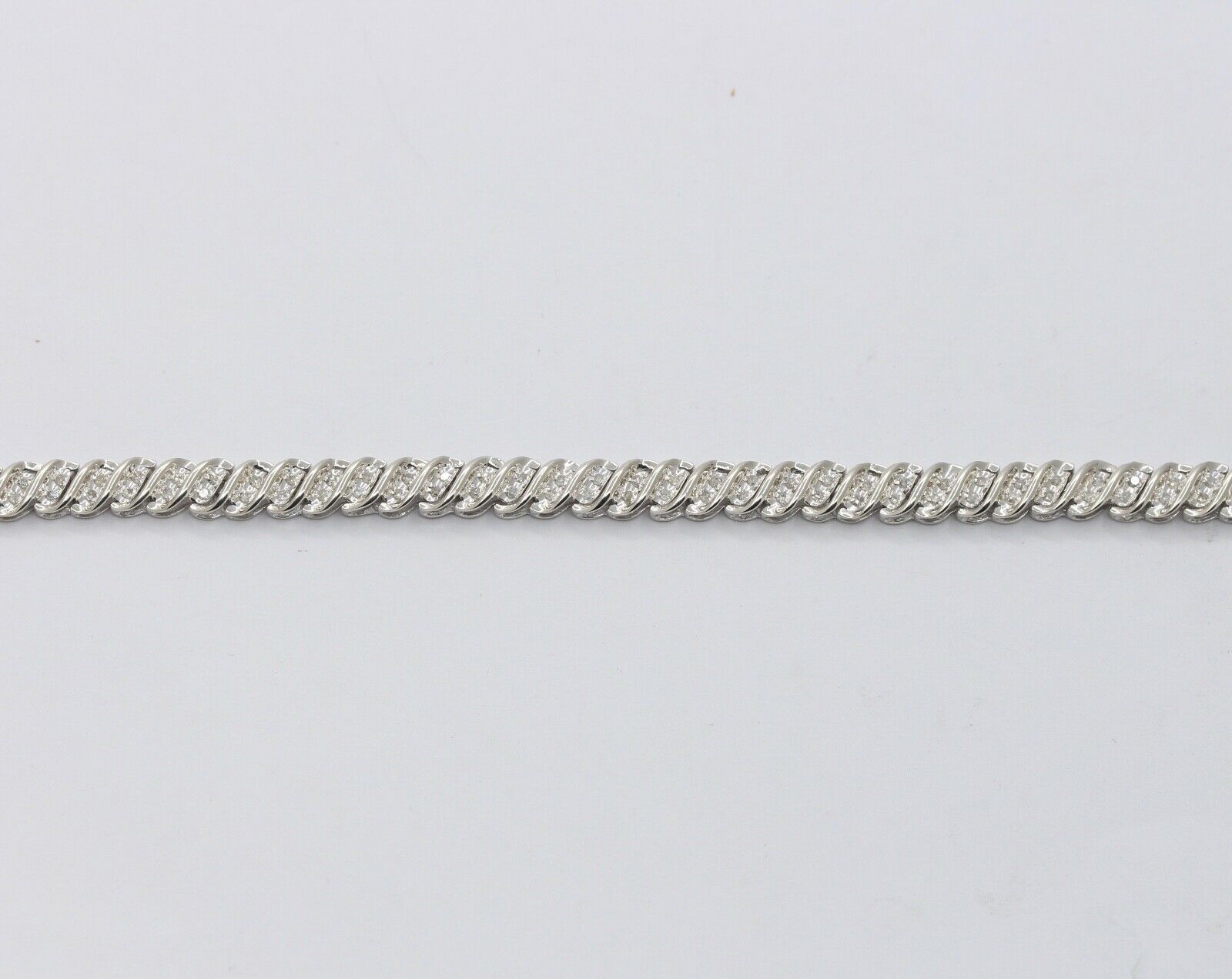 Lovely Ladies Tennis Bracelet 10K White Gold Diamonds