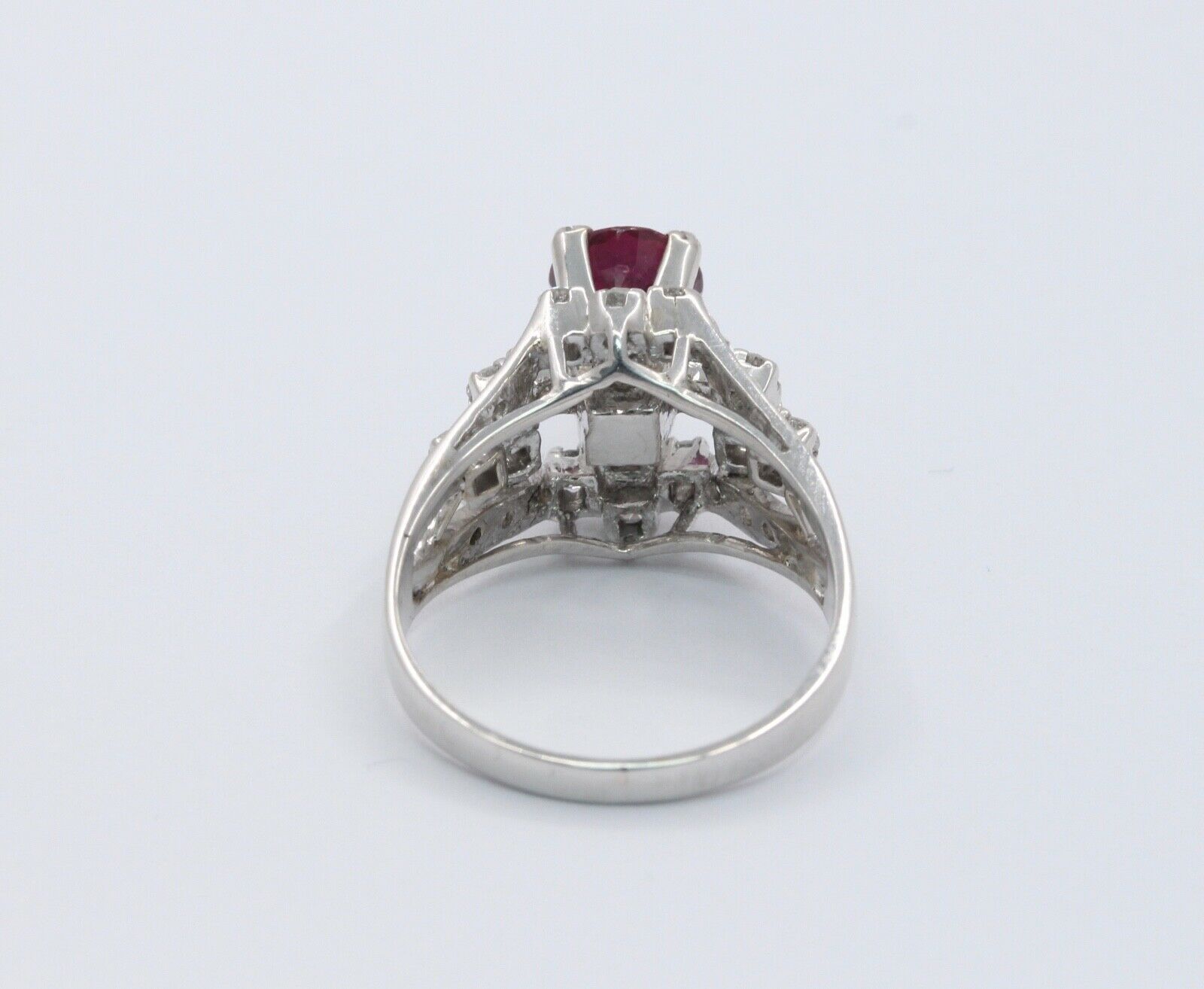 Vintage Ladies Ruby Diamonds 925 Silver Ring